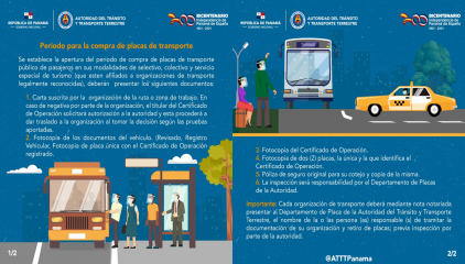 La Autoridad de Tránsito y Transporte Terrestre realiza apertura en el periodo de compra de placas del transporte público.